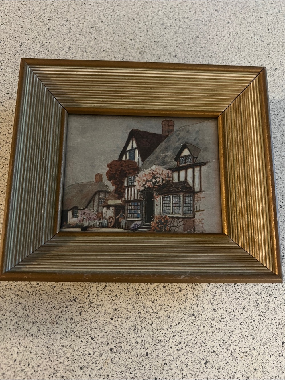 Vintage Foil Art Print  in Frame.